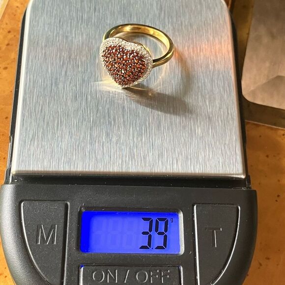 Natural Red Garnet Sterling Silver Heart Ring Size 6 - Picture 8 of 8